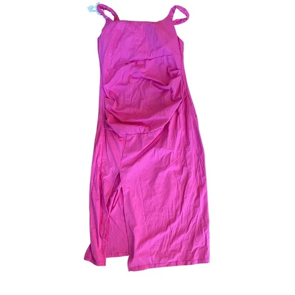 NWT Halara Softlyzero Airy Square Neck Corset Ruched Split Bodycon pink large - Picture 4 of 4